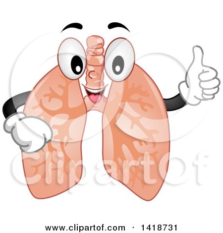 Clipart of a Lungs Mascot Giving a Thumb up - Royalty Free Vector Illustration by BNP Design Studio