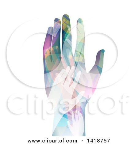 Clipart of a Hand Made of Colorful Hands - Royalty Free Vector Illustration by BNP Design Studio