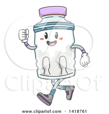 Clipart of a Water Bottle Mascot Running - Royalty Free Vector Illustration by BNP Design Studio