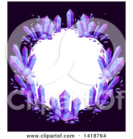 Clipart of a Roundf Rame of Purple Crystals on Black - Royalty Free Vector Illustration by BNP Design Studio