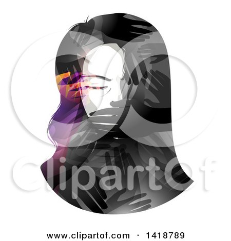 Clipart of a Woman's Face Being Covered by Hands - Royalty Free Vector Illustration by BNP Design Studio