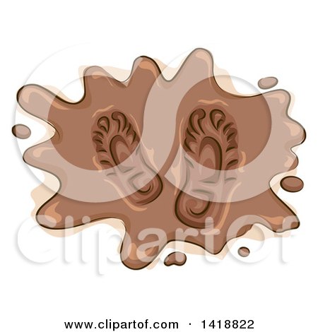 Clipart of a Mud Puddle with Shoe Prints - Royalty Free Vector Illustration by BNP Design Studio