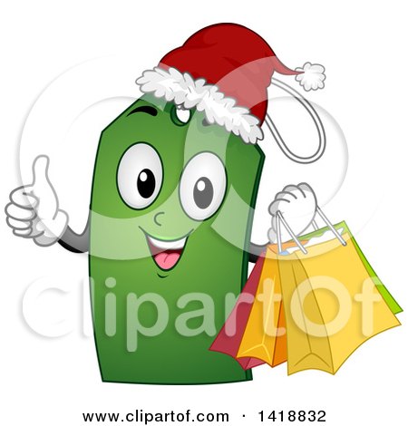 Clipart of a Christmas Price Tag Character Giving a Thumb up - Royalty Free Vector Illustration by BNP Design Studio