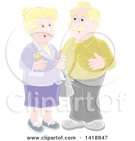 Clipart of a Cartoon Blond Caucasian Couple Smiling - Royalty Free Vector Illustration by Alex Bannykh