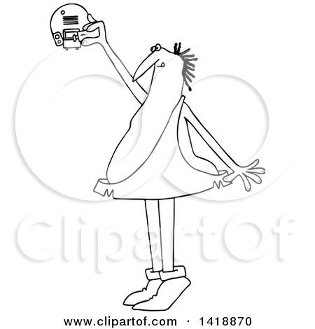 Clipart of a Cartoon Black and White Lineart Caveman Standing on His Tip Toes and Putting a Battery in a Smoke Detector - Royalty Free Vector Illustration by djart