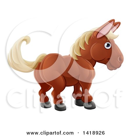 Clipart of a Cartoon Happy Brown Horse - Royalty Free Vector Illustration by AtStockIllustration