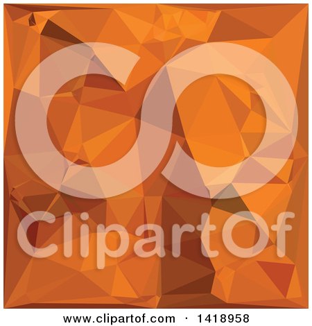 Clipart of a Low Poly Abstract Geometric Background in Dark Orange Carrot - Royalty Free Vector Illustration by patrimonio