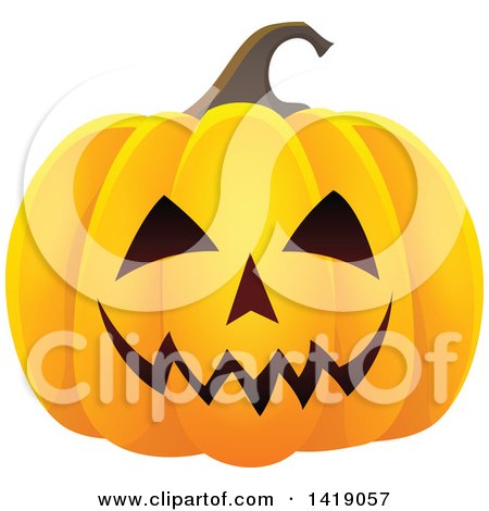 Clipart of a Carved Halloween Jackolantern Pumpkin - Royalty Free Vector Illustration by visekart