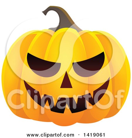 Clipart of a Carved Halloween Jackolantern Pumpkin - Royalty Free Vector Illustration by visekart
