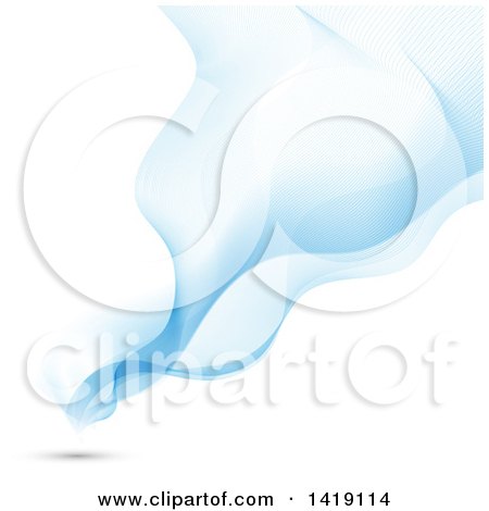 Clipart of a Background of Blue Flowing Waves and a Shadow on White - Royalty Free Vector Illustration by KJ Pargeter