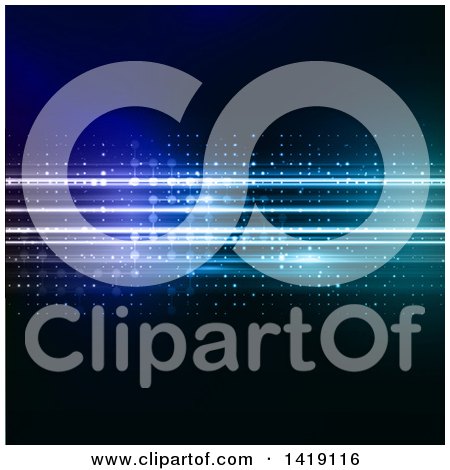 Clipart of a Blue Abstract Background with Lights - Royalty Free Vector Illustration by KJ Pargeter