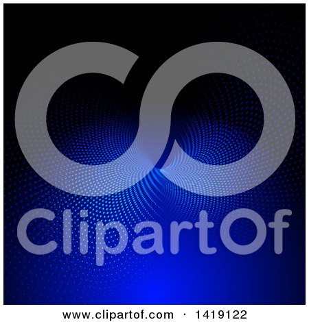 Clipart of a Blue Halftone Dots Techno Background - Royalty Free Vector Illustration by KJ Pargeter