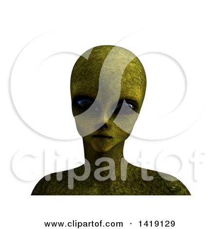 Clipart of a 3d Green Alien from the Shoulders Up, on a White Background - Royalty Free Illustration by KJ Pargeter