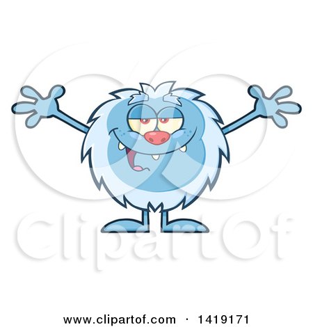 Clipart of a Cartoon Yeti Abominable Snowman with Open Arms - Royalty Free Vector Illustration by Hit Toon