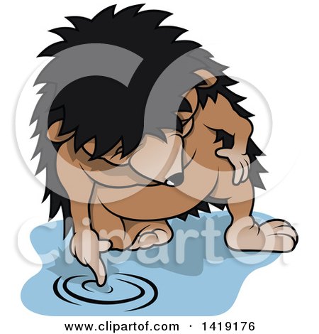 Clipart of a Cartoon Hedgehog Playing in a Puddle of Water - Royalty Free Vector Illustration by dero