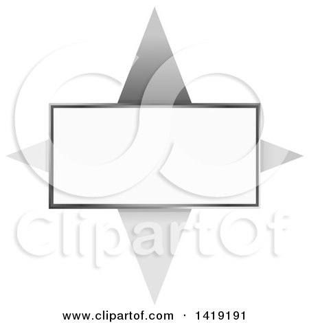 Clipart of a Rectangular Silver Label Frame with a Star - Royalty Free Vector Illustration by elaineitalia