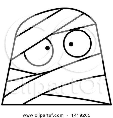 Clipart of a Black and White Mummy Face Emoji - Royalty Free Vector Illustration by yayayoyo
