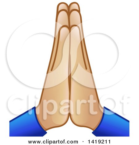 Clipart of a Pair of Emoji Praying or Namaste Hands - Royalty Free Vector Illustration by yayayoyo