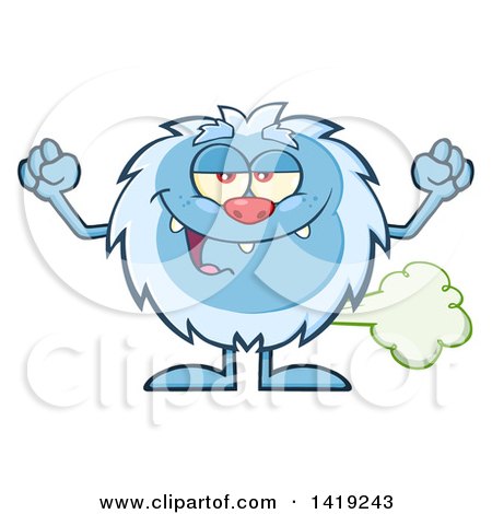 Clipart of a Cartoon Yeti Abominable Snowman Farting - Royalty Free Vector Illustration by Hit Toon