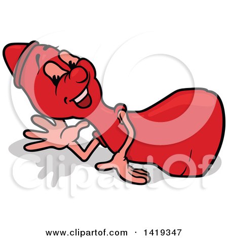 Clipart of a Cartoon Red Ludo Piece Character - Royalty Free Vector Illustration by dero