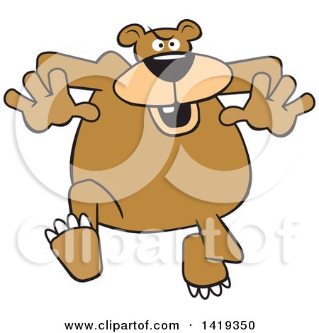 Clipart of a Cartoon Mean Bear Running - Royalty Free Vector Illustration by Johnny Sajem