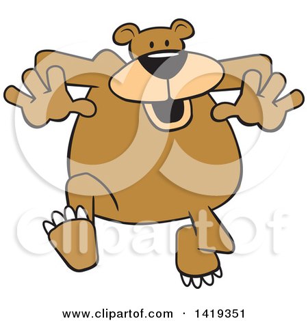 Clipart of a Cartoon Happy Bear Jogging - Royalty Free Vector Illustration by Johnny Sajem