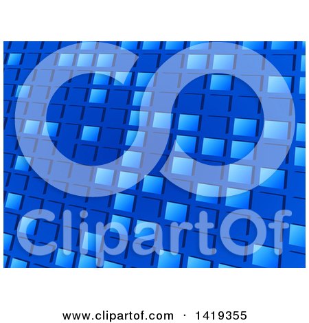Clipart of a Blue Tile Mosaic Background - Royalty Free Vector Illustration by elaineitalia