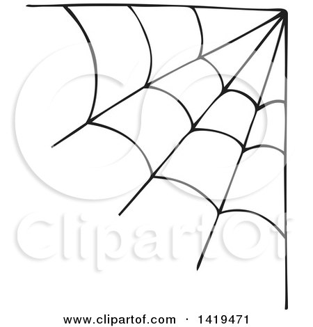 Clipart of a Black Spider Web Corner Design Element - Royalty Free Vector Illustration by visekart