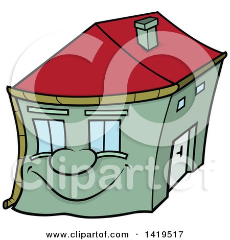 Clipart of a Cartoon Smiling Happy Green Home - Royalty Free Vector Illustration by dero