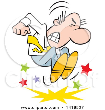 Clipart of a Cartoon Angry Caucasian Business Man Stomping and Throwing a Tantrum - Royalty Free Vector Illustration by Johnny Sajem