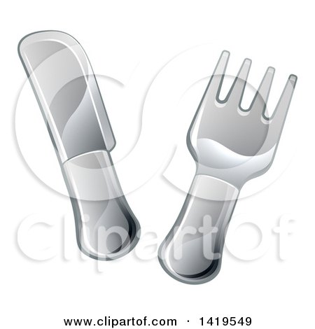 Clipart of a Cartoon Knife and Fork - Royalty Free Vector Illustration by AtStockIllustration