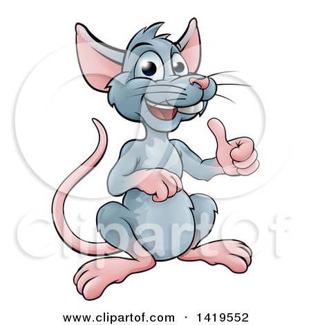 Clipart of a Cartoon Happy Mouse Giving a Thumb up - Royalty Free Vector Illustration by AtStockIllustration