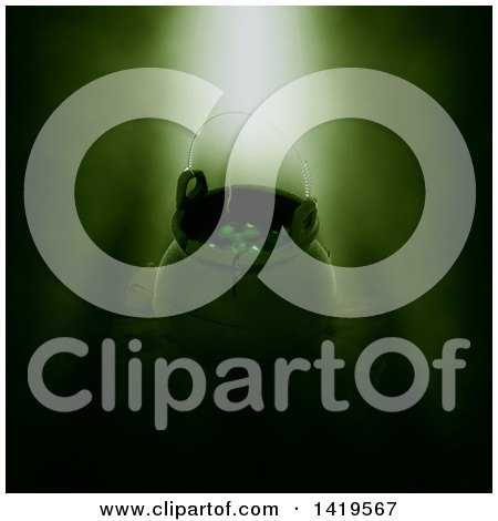 Clipart of a 3d Halloween Cauldron with Eyeballs in Green Lighting - Royalty Free Illustration by KJ Pargeter