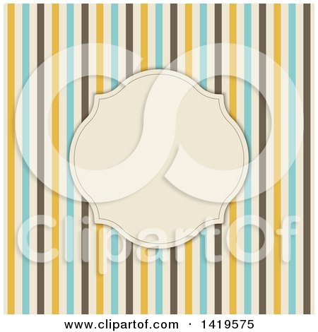 Clipart of a Blank Frame over Stripes - Royalty Free Vector Illustration by KJ Pargeter
