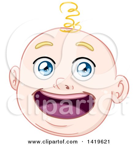 Clipart of a Cartoon Happy Blond Haired Blue Eyed Baby Boy's Face - Royalty Free Vector Illustration by Liron Peer