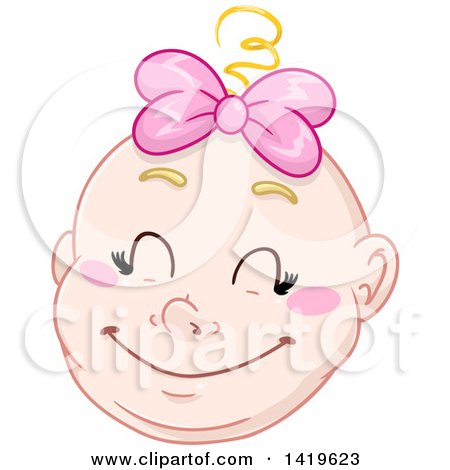 Clipart of a Cartoon Happy Blond Haired Baby Girl's Face - Royalty Free Vector Illustration by Liron Peer