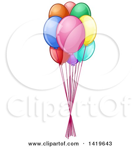 Clipart of a Bundle of Colorful Party Balloons - Royalty Free Vector Illustration by Liron Peer