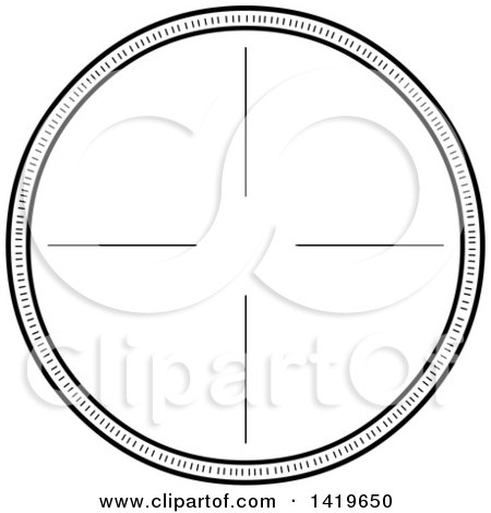 Clipart of a Black and White Round Rifle or Sniper Scope - Royalty Free Vector Illustration by Liron Peer