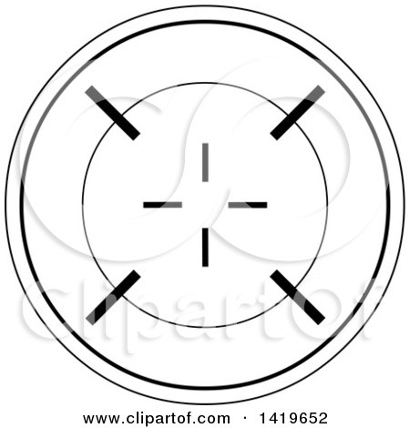 Clipart of a Black and White Round Rifle or Sniper Scope - Royalty Free Vector Illustration by Liron Peer