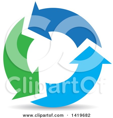 Clipart of Green and Blue Recycle Arrows - Royalty Free Vector Illustration by cidepix