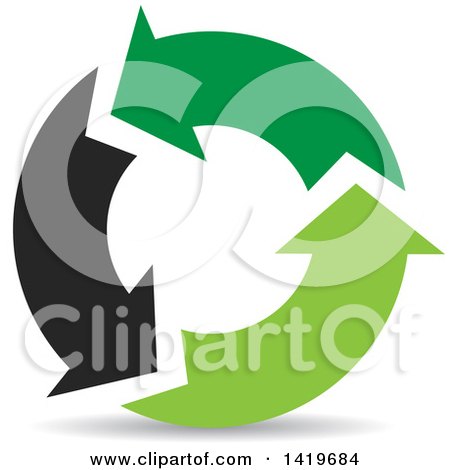Clipart of Black and Green Recycle Arrows - Royalty Free Vector Illustration by cidepix