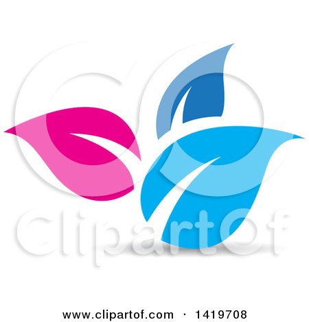 Clipart of Pink and Blue Plant Leaves - Royalty Free Vector Illustration by cidepix