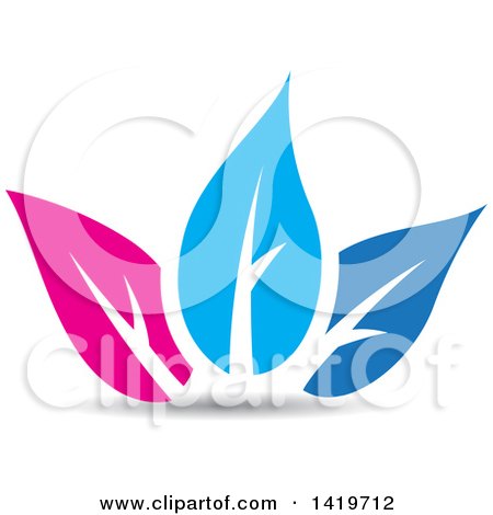 Clipart of Pink and Blue Plant Leaves - Royalty Free Vector Illustration by cidepix