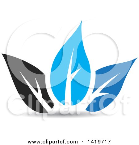 Clipart of Black and Blue Leaves - Royalty Free Vector Illustration by cidepix