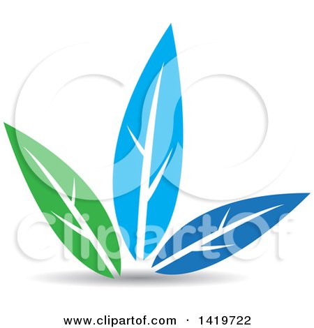 Clipart of Blue and Green Plant Leaves - Royalty Free Vector Illustration by cidepix