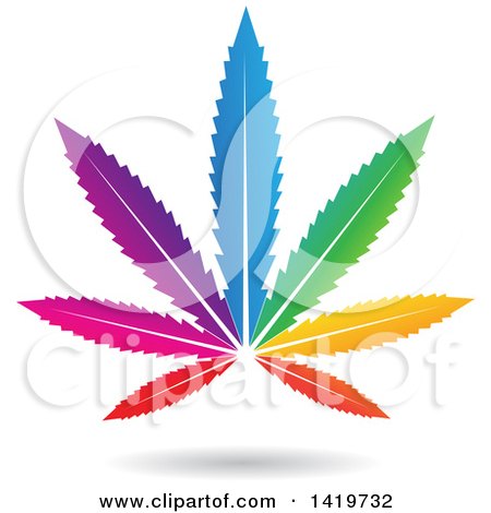 Clipart of a Colorful Marijuana Pot Leaf - Royalty Free Vector Illustration by cidepix