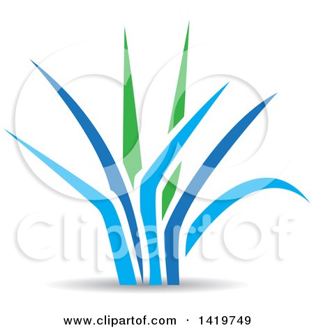 Clipart of Green and Blue Grass with a Shadow - Royalty Free Vector Illustration by cidepix