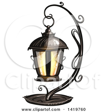 Clipart of a Lantern - Royalty Free Vector Illustration by merlinul