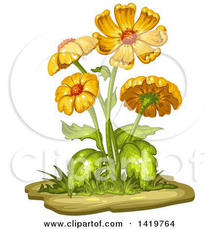 Clipart of a Flowering Plant - Royalty Free Vector Illustration by merlinul