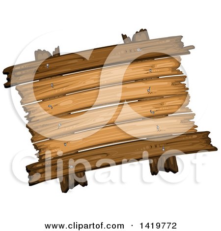 Clipart of a Wooden Sign - Royalty Free Vector Illustration by merlinul